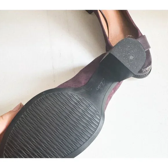 Clarks Artisan Burgundy Purple Stacked Heel Heels 9.5 - Picture 9 of 11